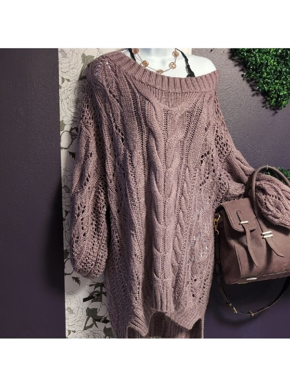 3 Bird Nest Lilac Off-the-Shoulder Sweater - Picture 4 of 6